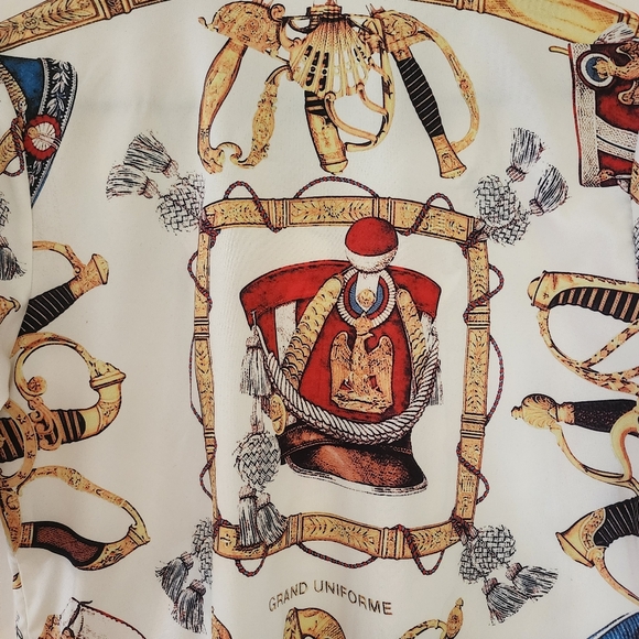 French Grand Uniforme Print Blouse w/ Gold Collar Accents SMALL - Picture 4 of 5